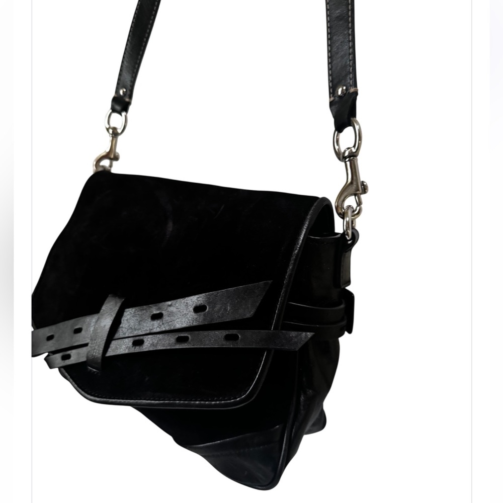 Joy Gryson NEW Ellie Suede Leather Satchel Shoulder Bag Buckle Saddle Crossbody - Picture 6 of 16